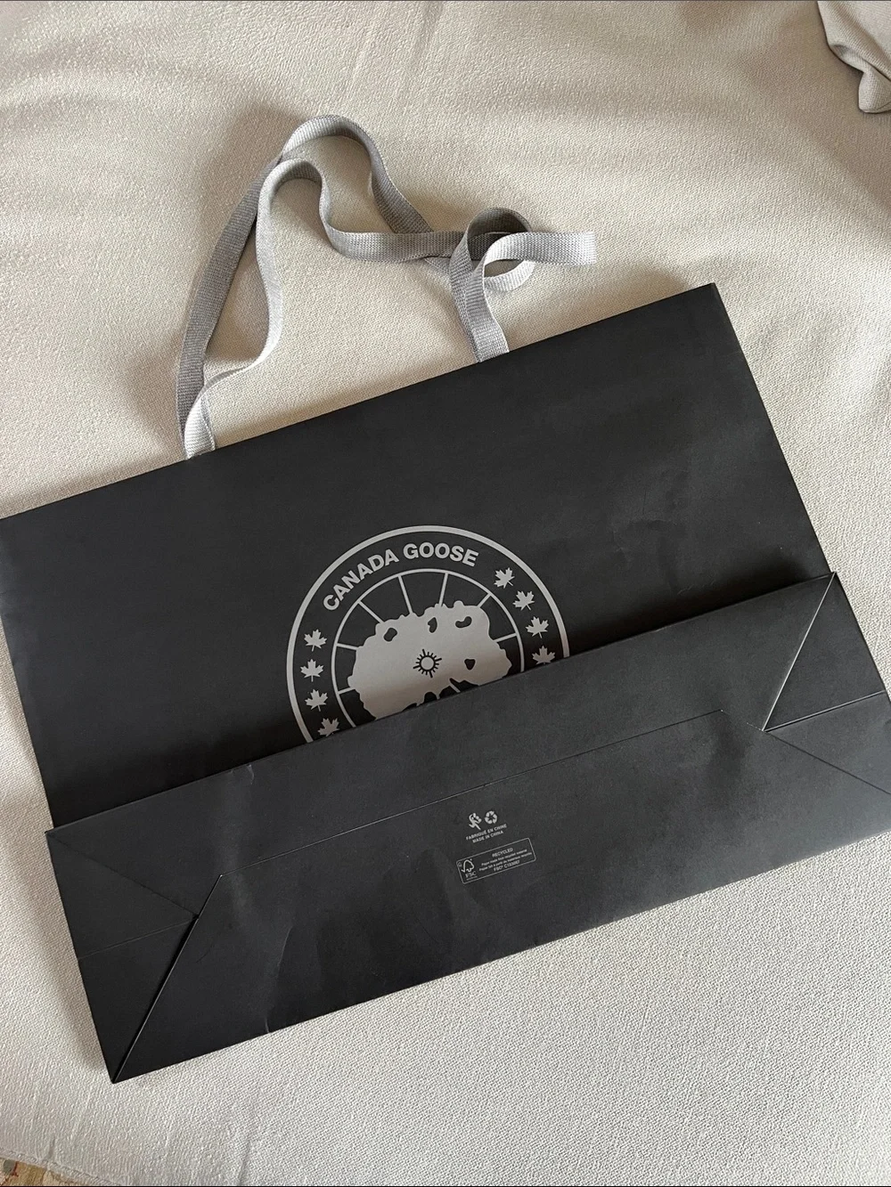 Canada Goose Black Shopping Bag with Gray Handles